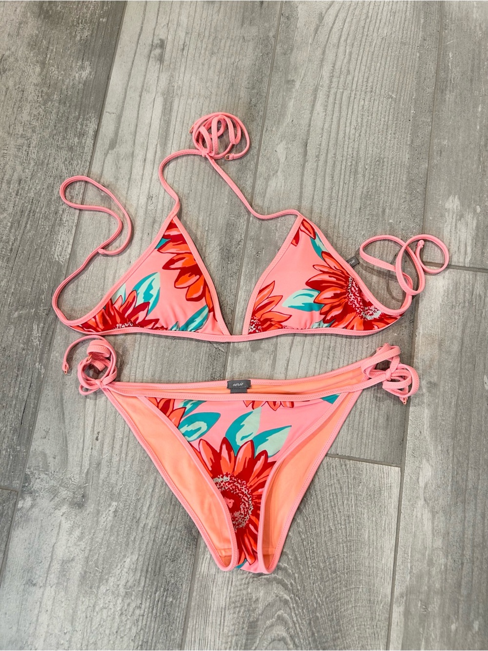 aerie Coral-Peach Bikini Top